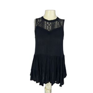Maurices Womens Sleeveless Lace Babydoll Blouse Top Black Size XS NWT
